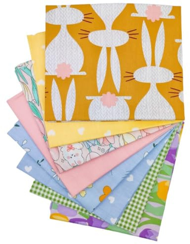 BrightGlow Paquete de tela de algodón para patchwork 100% algodón, material para acolchado, lote de 8 piezas de 50x50cm (19.7x19.7), telas de sarga, sobrantes de tela, paquete de tela, paño de