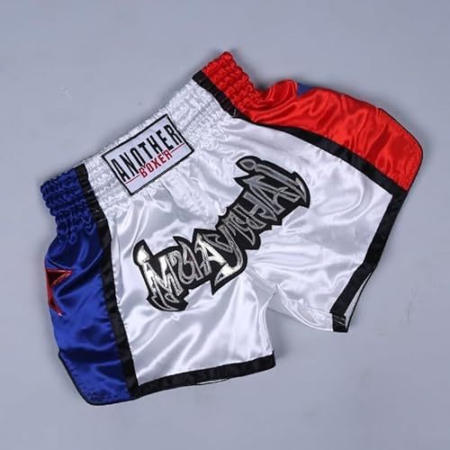 Short de Muay Thai, MMA, arts martiaux, lutte, kickboxing, combat, gym, entraînement pour hommes et femmes, équipement de vêtements (2XL, blanc)