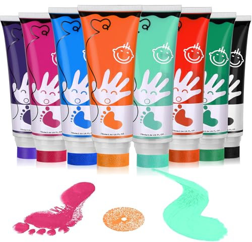 TOGOU2S Fingerfarben Kinder Ungiftig Mit Schwammkopf 8 Farben Waschbar 75 ml/Schlauch Baby Abdruckset, Fingerfarben Geeignet Für Geschenke Zur Früherziehung Von Kindern, Handgefertigte Malerei