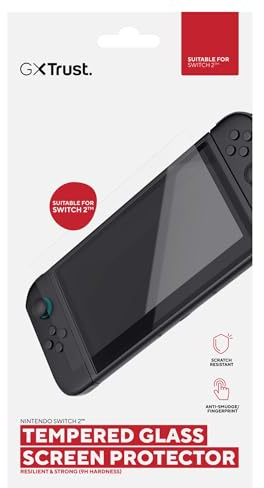 Trust Gaming GXTrust 1254 Panzer Schutz Glas für Nintendo Switch 2, Hartglas 9H Härte, Anti-Kratz Schutzglas, HD Klar Anti-Bläschen Displayschutzfolie, Anti-Fingerabdruck Switch Panzerglas