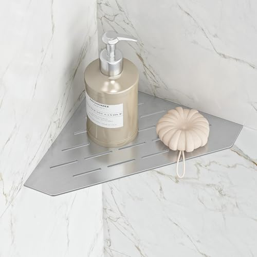 Neohomee Eck-Duschregal 304 Edelstahl Duschablage 3mm Einbau-Eckregal für Badezimmer-Aufbewahrung Ohne Bohren, 254mm