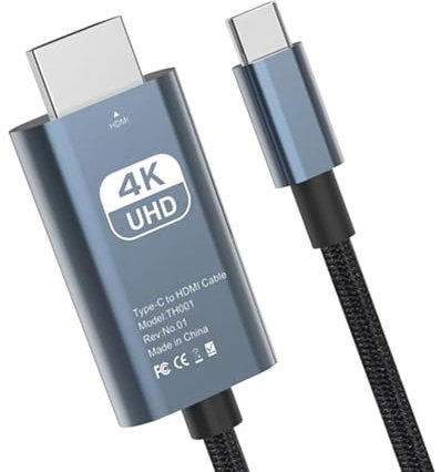 Câble USB Type C à HDTV, adaptateur USB C à, câble numérique vidéo 4K à 60Hz, pour connecter votre téléphone portable à un téléviseur ou un ordinateur (200 cm)