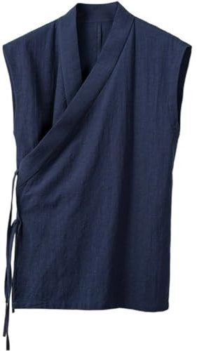 Uzztfa Chaleco De Chino, Ropa Tradicional China, Chaleco Hanfu, Chaleco Vintage Sin Mangas, Cárdigan De Lino Y Algodón, Traje Tang para Hombre, Chaqueta Tipo Kimono