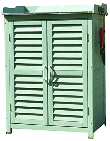 saditesdk Potting Bench, Small Outdoor Storage Shed with Waterproof Roof, Wooden Garden Tool Storage Cabinet, Weatherproof Garden House for Backyard, Patio Furniture and Lawn