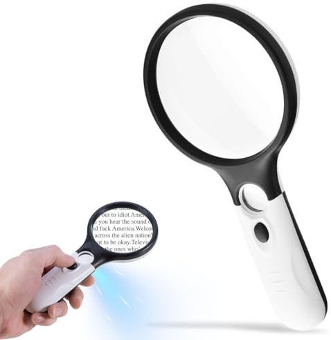 Loupe de Lecture, Loupe Grossissante à Main Loupe 10X avec 3 LED Lumière, Diamètre de La Lentille : 9 cm, Loupe de Lecture Éclairante, Adaptée Aux Personnes âgées et Aux Enfants pour Lire