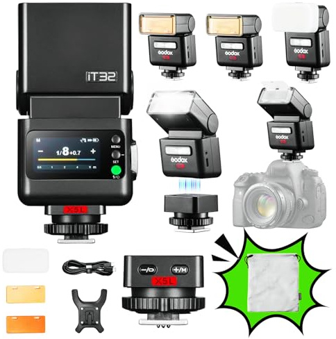 Godox iT32 X5L Flash TTL pour Appareil Photo avec Déclencheur sans Fil X5 L pour Leica, Magnétique Amovible, Écran Tactile, Déclencheur sans Fil HSS 2.4G, Temps de Recharge 1,5s pour Leica SL2 M10 Q2