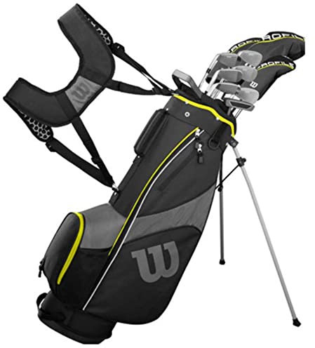 Wilson Main Droite Jeu Complet de Clubs de Golf Profile SGI pour Adolescents, Unisexe, Noir/Jaune, âge 11-15, Teen Carry