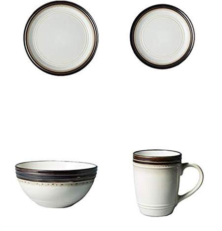 XCXDX Set di Posate in Ceramica da 4 Pezzi, Set da Pranzo retrò, Tazza da Insalata con Scodella da Dessert, Scodella