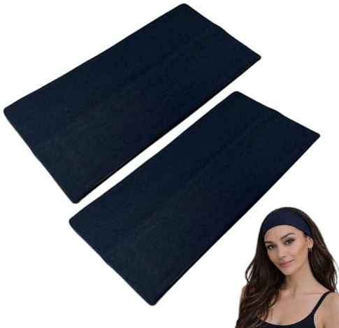 WESTEND CHOICE Extra Wide Headbands 11cm Plain Stretchy Kylie Head Band 2 Pack Unisex Bandeau Headbands for Women & Men Soft Hairbands Yoga Bandana Headband (Navy)