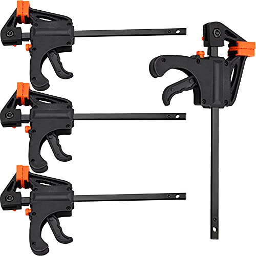 Winfred Schnellspannzwingen Set, 4 Stück Einhandzwingen Klemmenzwingen Holzzwingen, F-Klemme Holzbearbeitungsklammer Schraubzwingen für schnelle und einfache Spannanwendungen (4-Zoll)