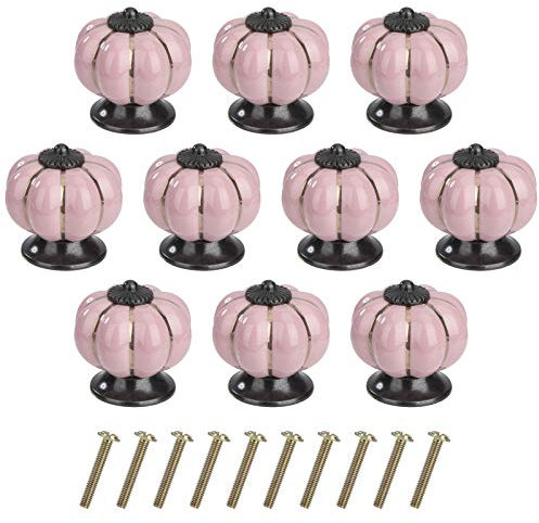 MengH-SHOP Boutons de Porte Citrouille Boutons de Tiroir Vintage Poignées de Tiroir avec Vis pour Armoire Bureau Table de Chevet Bibliothèque Meubles 10 Pièces Rose