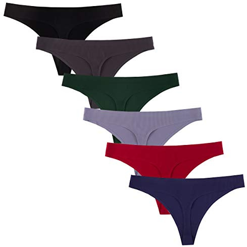 Nightease dam string tangas sömlös issilke mjuka underkläder 6-pack, Stil7, S