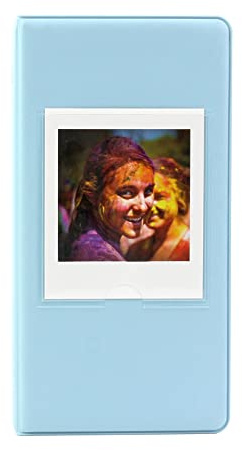 MUZIRI KINOKOO Mini fotoalbum PVC läderplånbok album kompatibelt med Fuji SQUARE SQ1 SQ20 SQ10 SQ6 polaroid kamera dela SP-3 bildhållare 64 fickor (blå)