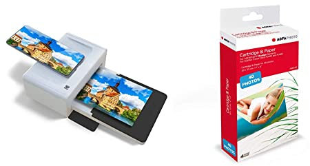 KODAK PD460 - Imprimante Photo 10x15 cm - Bluetooth & Docking - Blanc & Noir & AGFA Photo AMOC40 – Cartouche et papiers 40 Photos Format 10 x 15 cm (Compatible AGFA Photo Realipix Moments)