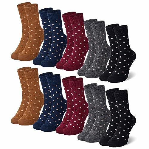 Falechay Lot de 10 Paires Chaussette Femme Coton Multicolores Parsemaient et Rayé pour Chaussettes,Multicolores-1,35-38