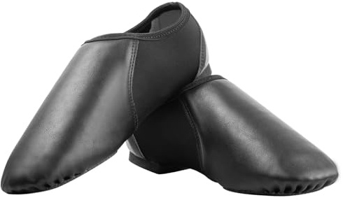 Asyusyu Dance Jazz Shoes,Round Toe Soft Leather Dance Slippers for Women/Men,Black,8.