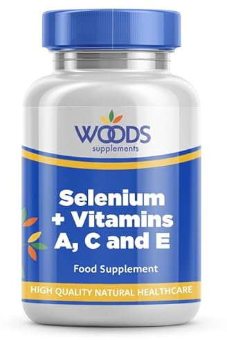 Woods Supplements - 10,000mg High Strength Selenium + Vitamins 360x Vegan Tablets. Antioxidant Supplement with Vitamin A, C and E for Immune System, Thyroid Support and Healthy Hair and Nails