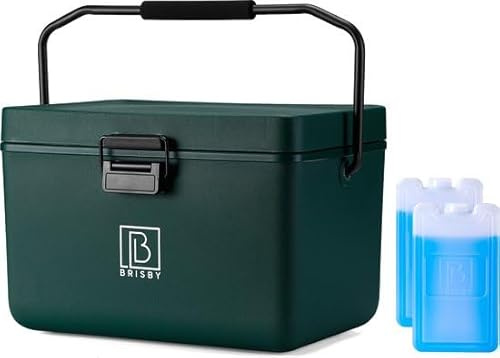 Brisby Kühlbox 12 Liter - Kühlbox ohne Strom, Grün, 40 Stunden kühl, Inklusive 2 große Kühlelemente 200ML, mit Schneidbrettern, vielseitige cool Box, 22 x 33 cm