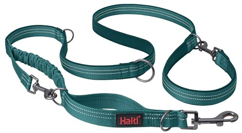 Halti Anatomi Multifunktionellt Hundkoppel | Storlek S, Blågrön | Stötdämpande dubbelavslutad koppel, perfekt för hundpromenader och träning. Bekväm att hålla, reflekterande och lätt