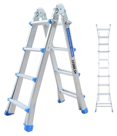 Escalera telescópica BMT-4X4-EXT de aluminio – hasta 4 metros, multiusos plegable – hasta 150 kg – articulada