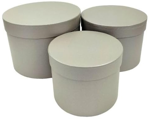 INERRA Flower Hat Boxes Florist Box Vase - Set of 3 (Silver)