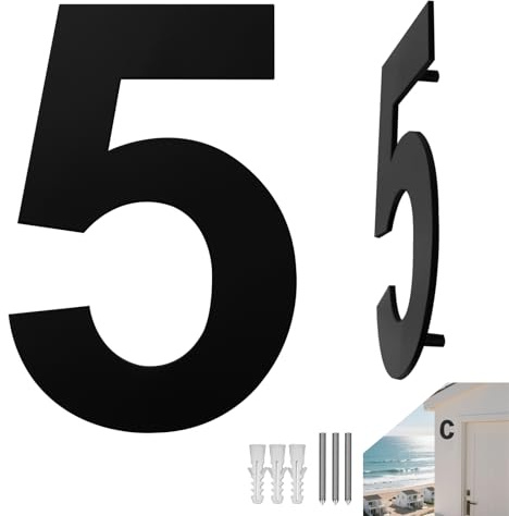 Numero civico in acciaio inox, antracite, nero, numero civico, numero civico, 152 mm, numero civico massiccio, antiruggine, resistente alle intemperie, anticorrosione, grande per esterno cassetta