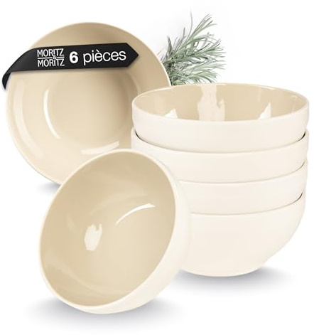 Moritz & Moritz CAVO Müslischalen 6er Sand - Stylisches und robustes Schalen Set aus Steinzeug für Müsli, Suppen & Salate - Spülmaschinenfest, mikrowellengeeignet, ideal für den täglichen Gebrauch