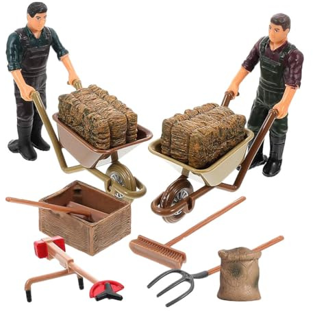 Farm Model Toys Miniature Farm Figures: and Tools Set for Kids Play Realistic Educational Accessories for Roleplaying and Home Decoration Fake Miniature Farmer Figures Tools Farmer, 12 PCS