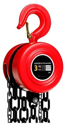 AMEHRU Paranco a Catena Manuale da 2 tonnellate, paranco di Sollevamento, Gru di Sollevamento, paranco a Catena invertito Manuale(1 TON 9m)