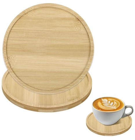 QUARKZMAN 2 Pcs Dessous de Verre en Bois Rond sous-Verres en Bois pour Bougies, Assiettes, Décoration de Salon, Chambre à Coucher, Tasses, pour Bar, Table, Cuisine 155x155x10mm