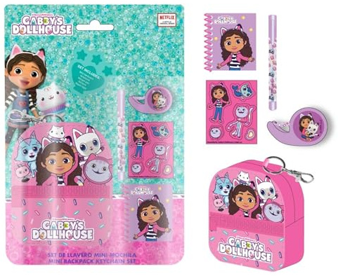 Set de Papelería Gabby’s Dollhouse con Mini Mochila, Libreta, Bolígrafo y Pegatinas - Kit Escolar Infantil Completo con Accesorios de Gabby’s Dollhouse