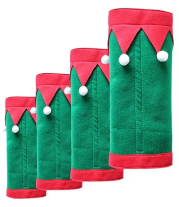 Perfeclan 4 Stück Weihnachts-Pferdebeinbandagen aus Polyester, leicht anzulegen, atmungsaktiv, wärmend, Pferdezubehör, Beinschutz, GrÜn