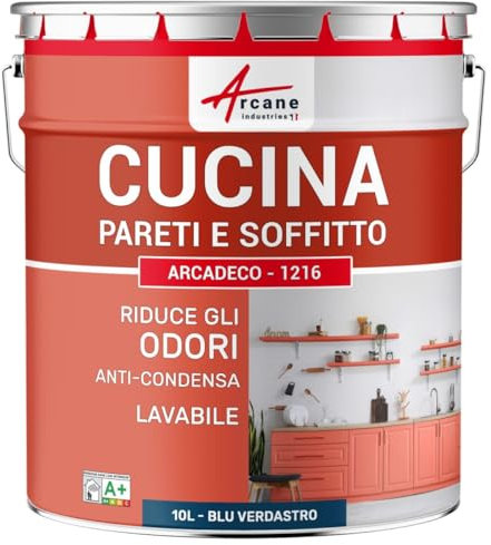 Vernice per cucina lavabile, muro e soffitto: ARCADECO - 1216 - Blu verde - RAL 5001 - ARCANE INDUSTRIES