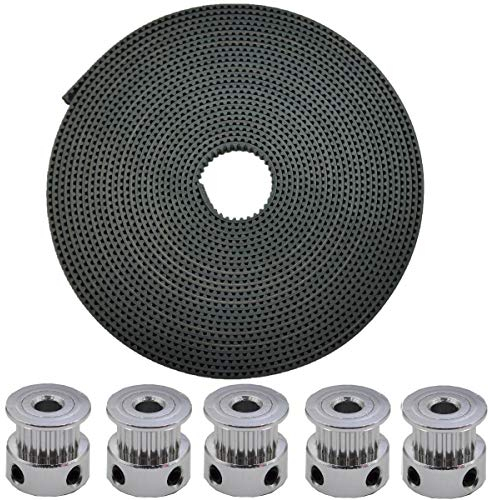 ARCELI 5 Metri GT2 2mm Pitch 6mm Wide Timing Belt in Gomma + 5 PCS 16 Denti in Alluminio Timing Pulley Wheel per Stampante 3D