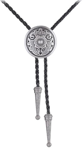 GelConnie Jenia Native American Bolo Tie Rodeo Cowboy Leather Necktie Western Necklace Costume Accessories for Men, Women