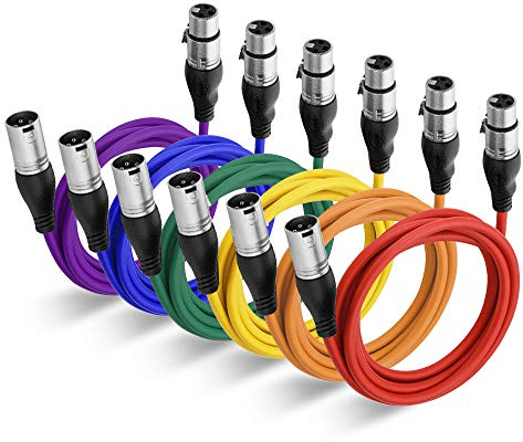 NUOSIYA XLR Cable 3m - 6 Colors Balanced Microphone Cable - Male to Female Extender for Studio, Mic, Mixer, Speaker System - Phantom Power