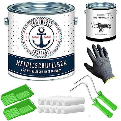 Barniz protector metálico brillante marrón castaño RAL 8015 marrón metal barniz pintura metal pintura protectora de metal con juego de pintura (X300) y dilución (1 L) // Hamburger Lack-Profi (1 L)