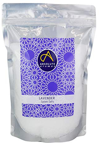 Absolute Aromas Lavender Infused Epsom Bath Salts 1kg - Magnesium Sulphate - Relaxing Salts for The Bath - Soak and Relax Muscles and Feet