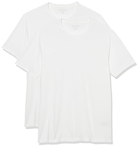 Amazon Essentials Maglietta Girocollo a Maniche Corte dalla vestibilità Aderente Uomo, Pacco da 2, Bianco, XXL