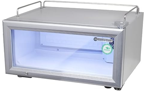 Gastro-Cool, Getränkekühlschrank, Glaskühlschrank, flach, für den Impulskauf, silber-weiß, GCGD15