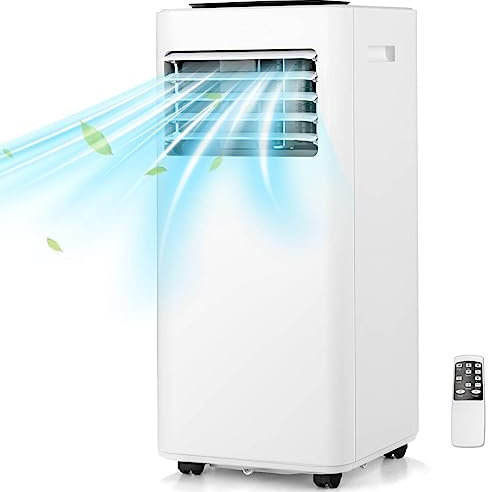 GiantexUK 7000/9000/12000BTU Portable Air Conditioner, 5-in-1 AC Unit, Heater, Dehumidifier, 2/3-Speed Fan with WiFi Smart APP, Sleep Mode, LED Display, Remote Control & 24H Timer (7000BTU, 2 Speed)