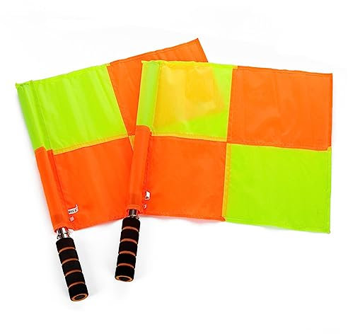 BESPORTBLE Schiedsrichterflagge Fußball Linienrichterflagge 2 Stück Gelb Fluoreszierende Signalflaggen mit Griffpolster Handfahne für Outdoor Fußballspiel Robustes Material Leicht zu Tragen