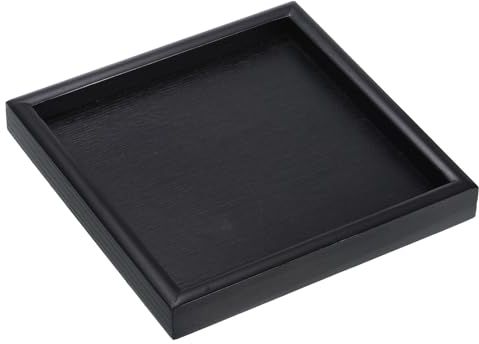 M METERXITY Bandeja de Servir de Madera - Placa Decorativa Cuadrada de Madera Bandejas de Cocina Bandeja Portavelas para Centro de Mesa para Hogar Cafetería y Comedor (7 Negro)