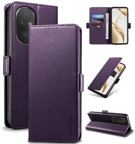 Yunubeyii Funda para Honor 200 - [RFID Bloqueador] Carcasa de Cuero PU, Magnético Libro Tipo Flip Capa,Soporte Plegable con Tarjetero,Morado