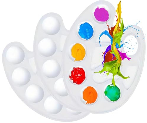 3 Piezas Paleta Pintura, Paletas de Mezclas, Bandejas Paleta Pintura Acrilica, Paleta de Arte, Paleta Universal, para Manualidades, Pintura al óleo, Acuarela Acrílica, Blanco, 23 * 17cm
