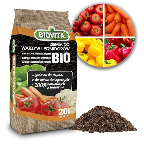 BIOVITA Bio Erde für Gemüse und Tomaten, 20L - Nährstoffreiche Öko-Erde für den nachhaltigen und biologischen Anbau von Tomaten, Gemüse und Kräutern – Ideal für Garten