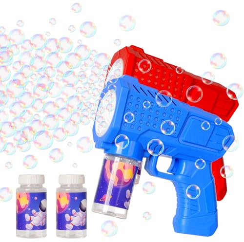 2 Stück Seifenblasenpistolen Set, Kinder Seifenblasenmaschine, Automatische Seifenblasen Bubbles Maker Maschine, Seifenblasen Machine für Kids Shooter Spielzeug Sommer Themed Party (Blau+Rot)