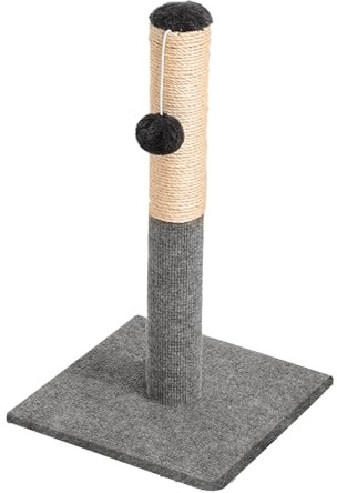 Gatti graffiati post - cograffio con 2 palline sospese e 1 palla interattiva, semplice colonna gratta gatto | Competenze con una piastra di base quadrata, ovviamente Sisalenil graffio per gatti, verde