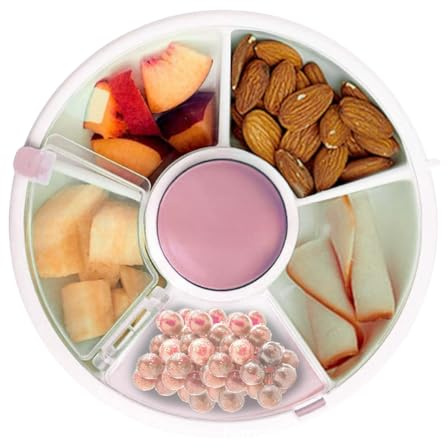 Penbinmall Snack Spinner - Petit organisateur de fruits et de bonbons portable pour enfants - Organisateur de collations pour enfants (rose)