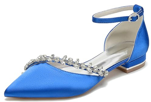 Miyoopark Chaussures de soirée à talons pour femmes avec chaînes, J606 Bleu royal 1 talon, 38 EU